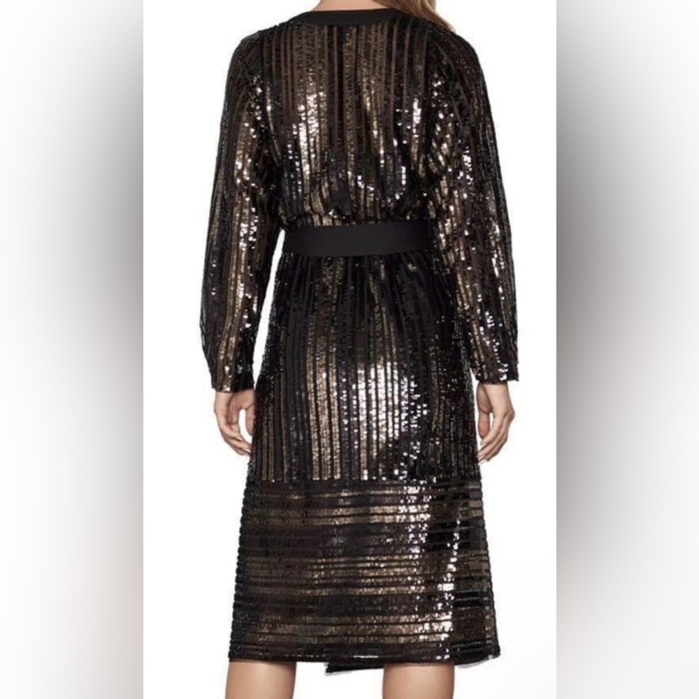 Bcbg Black Sequin Wrap Midi Dress NWOT - Picture 3 of 7